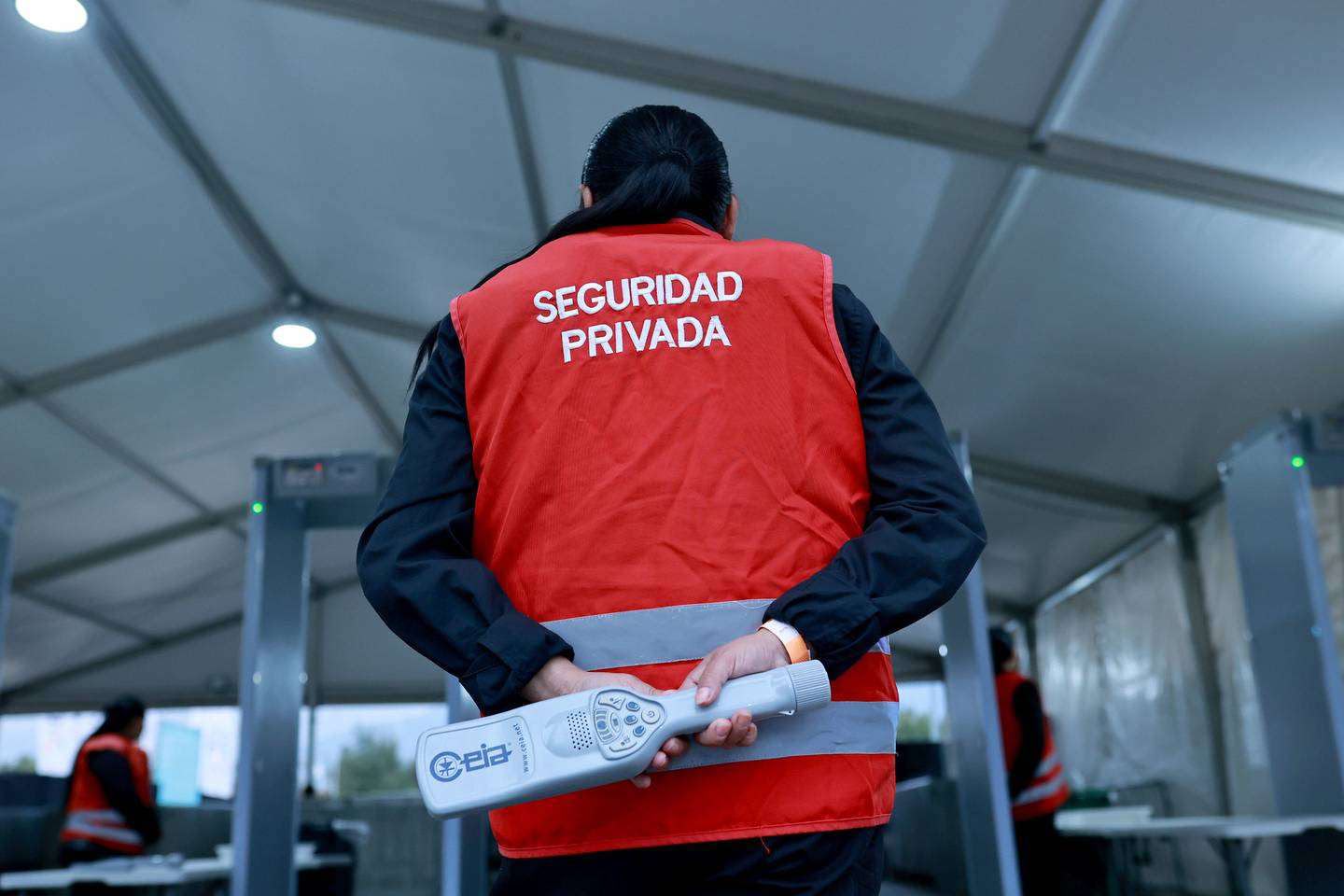 Control de acceso con detector manual en punto de ingreso